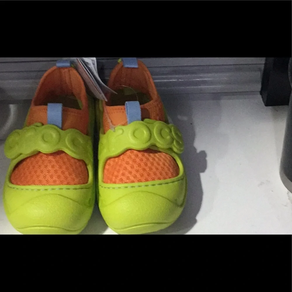 Crocs Swiftwater Splash t‎ Kids Lime Green Orange Water Shoes Sandals C 8